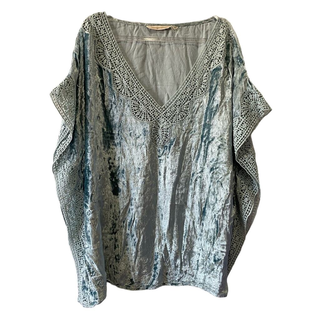 Soft Surroundings Blue Iris Crushed Velvet Poncho Sz S Boho Artsy